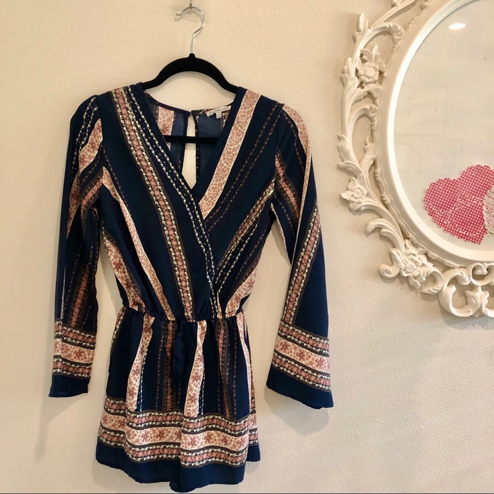 Charolette Russe Long Sleeve Printed Romper
